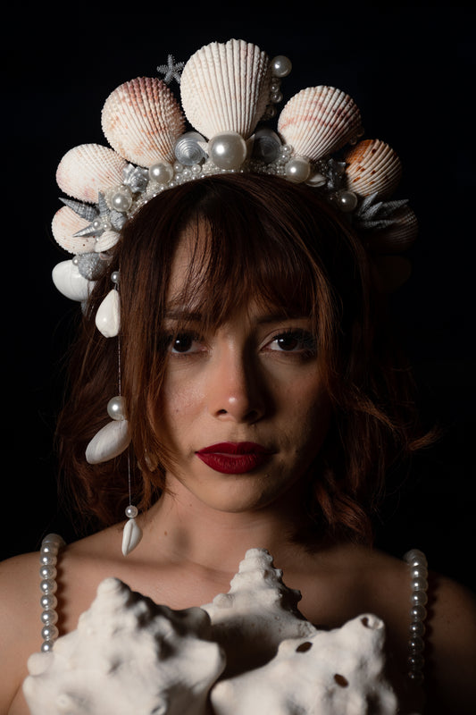 Tiara Ariel - pearls &amp; natural seashells